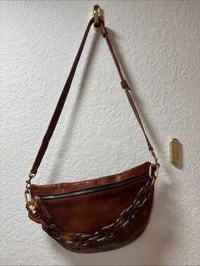 Clare V Grande Fanny in Miel Old Fashion with Tortoise Resin Shortie Strap